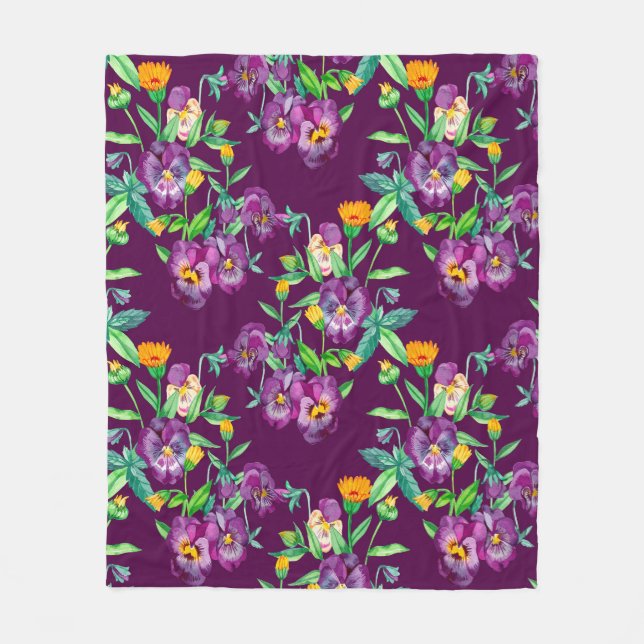 Flowers seamless pattern background. Abstract coll Fleece Blanket (Front)