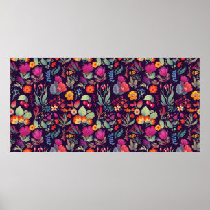 Flowers seamless pattern decorative vintage card i poster