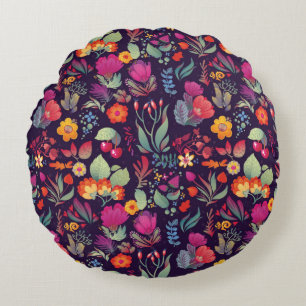 Flowers seamless pattern decorative vintage card i round cushion