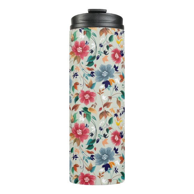 Flowers seamless pattern thermal tumbler (Front)