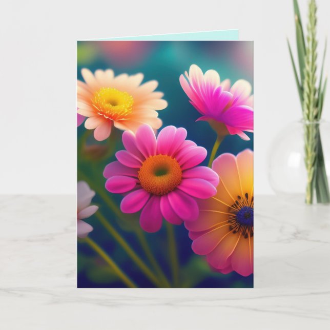 FLOWERS SENDING A HUG ENCOURAGEMENT GREETING CARD (Front)