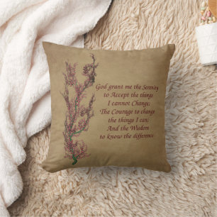 Flowers Serenity Prayer Inspirational  Cushion