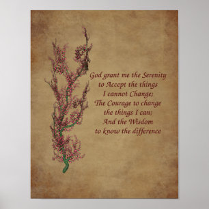 Flowers Serenity Prayer Inspirational Poster