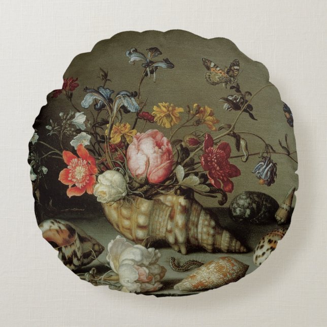 Flowers, Shells and Insects Balthasar van der Ast Round Cushion (Front)
