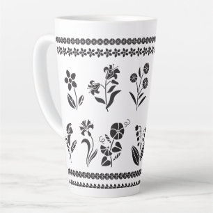 flowers-silhouettes-borders-frames Giant Latte Mug