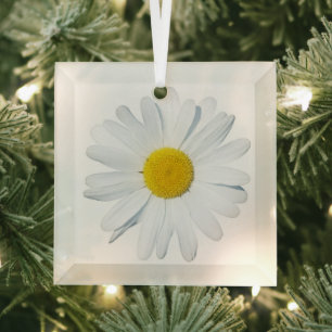Flowers   Single Daisy Glass Tree Decoration