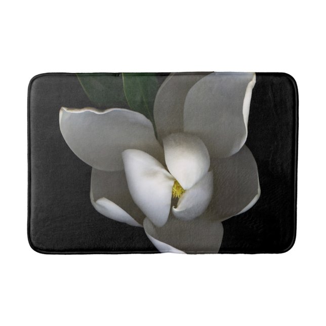 Flowers | Single White Magnolia Blossom Bath Mat (Front)