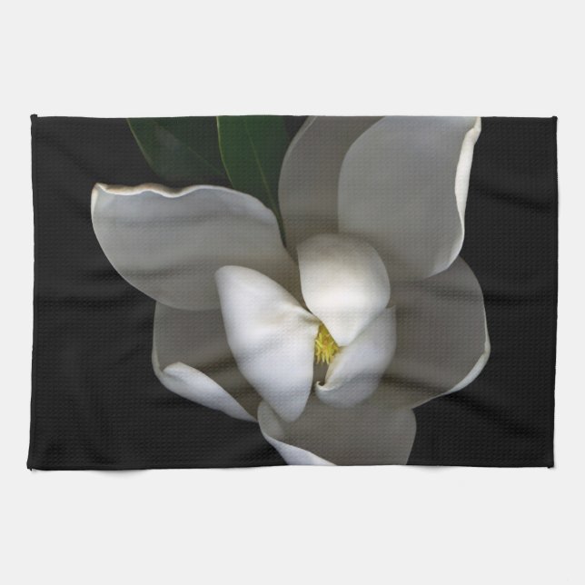 Flowers | Single White Magnolia Blossom Tea Towel (Horizontal)
