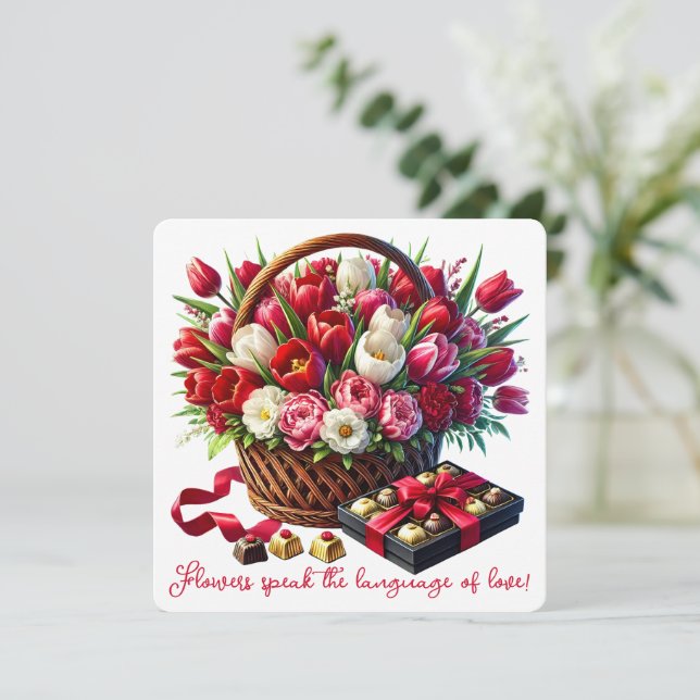 Flowers Speak - Valentine's Day Card (Standing Front)