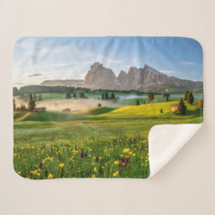 Flowers Spring Alpe di Siusi Langkofel Sherpa Blanket