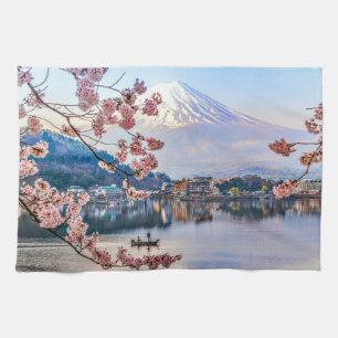 Flowers Spring Cherry Blossoms Japan Tea Towel