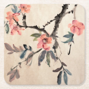 Flowers Square Paper Coaster