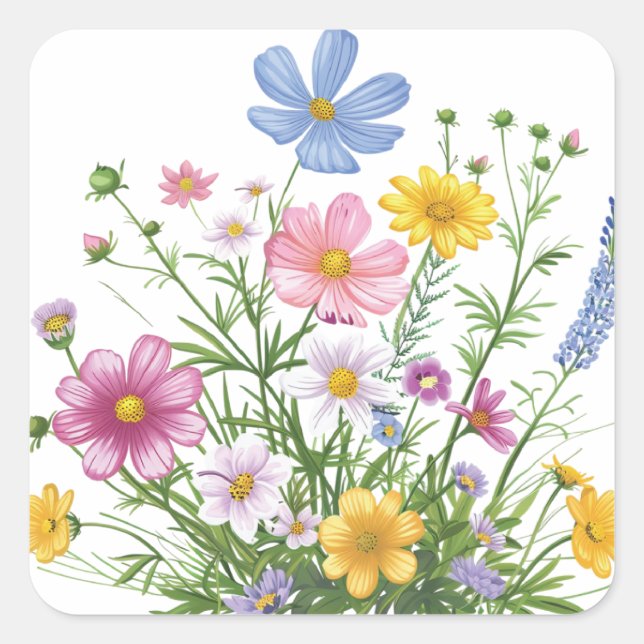 Flowers Square Sticker (Front)