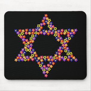 Flowers Star of David Mouse Pad