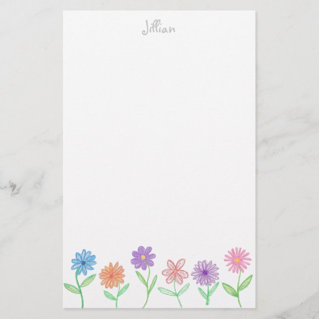Flowers stationery - personalised (Front)