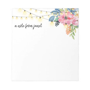 Flowers & String Lights Personalised Notepad