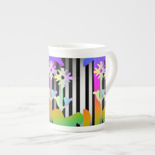 Flowers + Stripes Bone China Mug