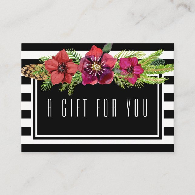 Flowers & Stripes Holidays Gift Certificate (Front)