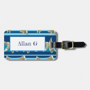Flowers & Stripes Luggage Tag w/ leather