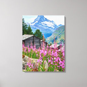 Flowers Summer Matterhorn Switzerland Canvas Print
