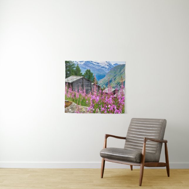 Flowers | Summer Matterhorn Switzerland Tapestry (In Situ (Horizontal))