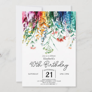 Flowers Summer Wildflowers 40th birthday Invitation