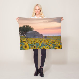 Flowers   Sunflower Field Provence, France Fleece Blanket