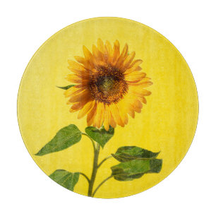 Flowers Sunflower on Yellow Cutting Board