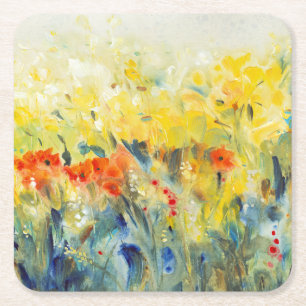 Flowers Sway II Square Paper Coaster
