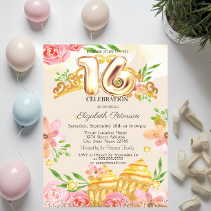 Flowers Sweets Diamonds Sweet 16 Invitation