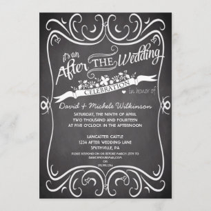 Flowers & Swirls Chalkboard After Wedding IDPP2 Invitation