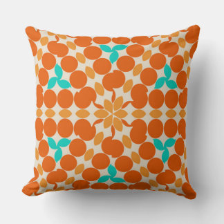 Flowers Swirls Circles and Twirls Orange and Teal Cushion