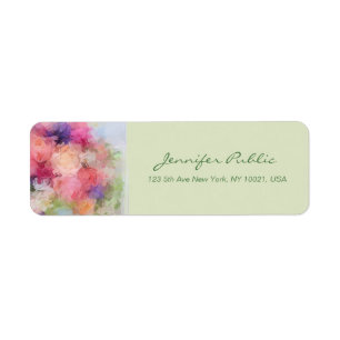 Flowers Template Hand Script Elegant Modern Return Address Label