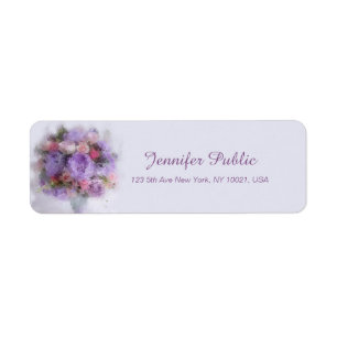 Flowers Template Hand Script Modern Floral Return Address Label
