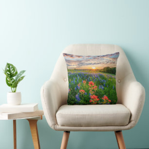 Flowers Texas Bluebonnets & Indian Paintbrush Cushion