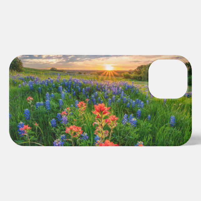 Flowers | Texas Bluebonnets & Indian Paintbrush iPhone Case (Back Horizontal)