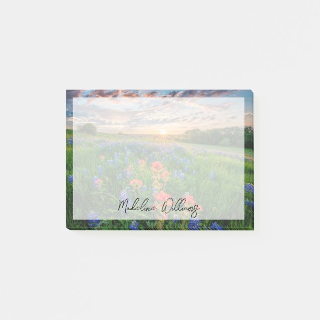 Flowers | Texas Bluebonnets & Indian Paintbrush Post-it Notes (Front)