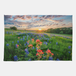 Flowers   Texas Bluebonnets & Indian Paintbrush Tea Towel