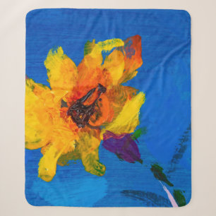 Flowers texture oil painting, Art Painted wildflow Sherpa Blanket