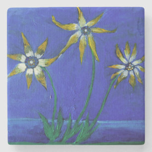 Flowers textured art Marble Stone Coaster