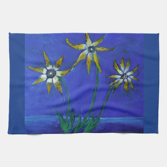 Flowers textured art Tea Towel 40.6 cm x 61 cm (Horizontal)
