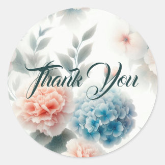 Flowers Thank You Classic Round Sticker