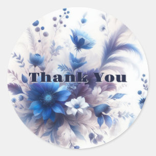 Flowers Thank You Classic Round Sticker