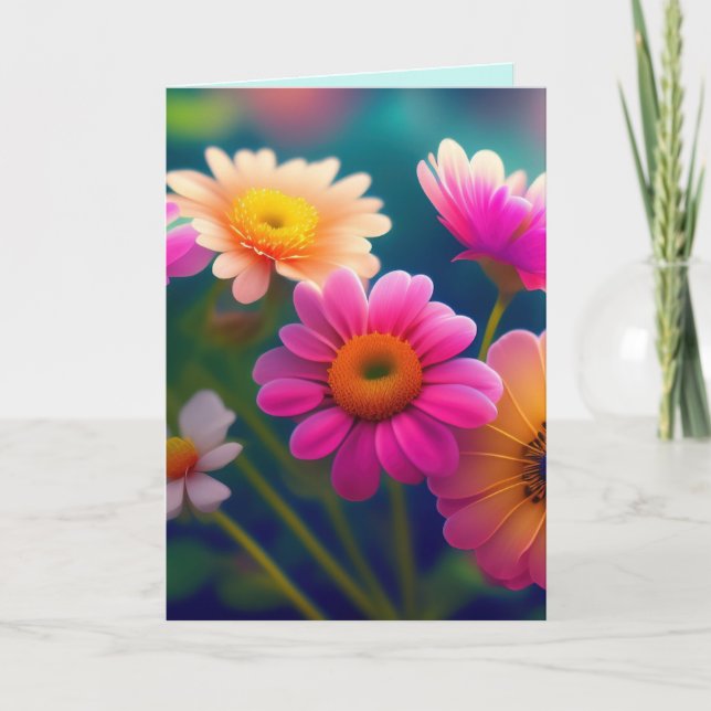 FLOWERS THINKING OF YOU CHEERFUL GREETING CARD (Front)