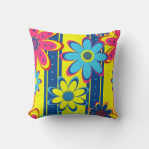 FLOWERS THROW PILLOW - BRIGHT YELLOW - GIFTS