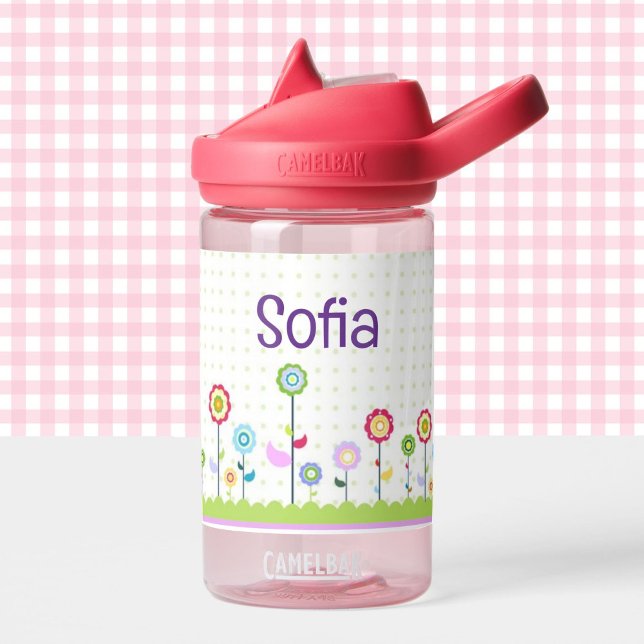 Flowers Toddler Personalise Name Durable Water Bottle (Creator Uploaded)