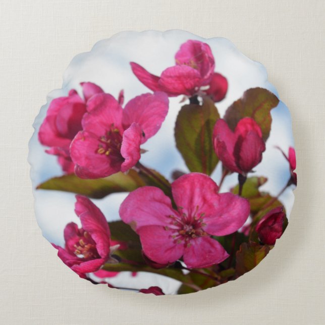 Flowers & Tree Bark Round Cushion (Front)