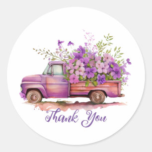 Flowers Truck Thank You Stickers