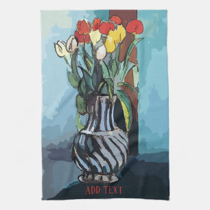 Flowers, Tulips, Vase, after Matisse Tea Towel