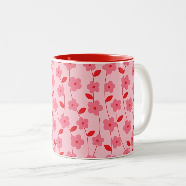 Flowers Two-Tone Coffee Mug (Front Right)